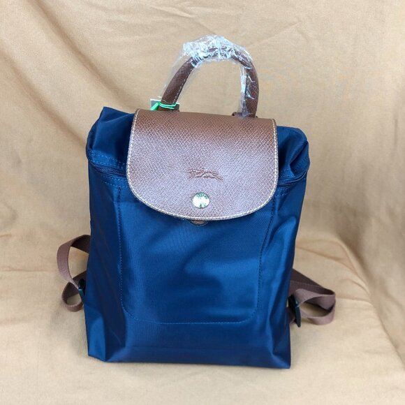 LONGCHAMP Mini Le Pliage Canvas Backpack In Navy Blue - Picture 1 of 7